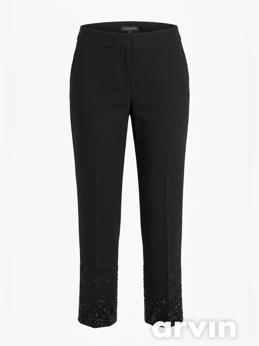 Talbots Black Wool Beaded Embellished Hem Ankle Dress Pants - Size 4